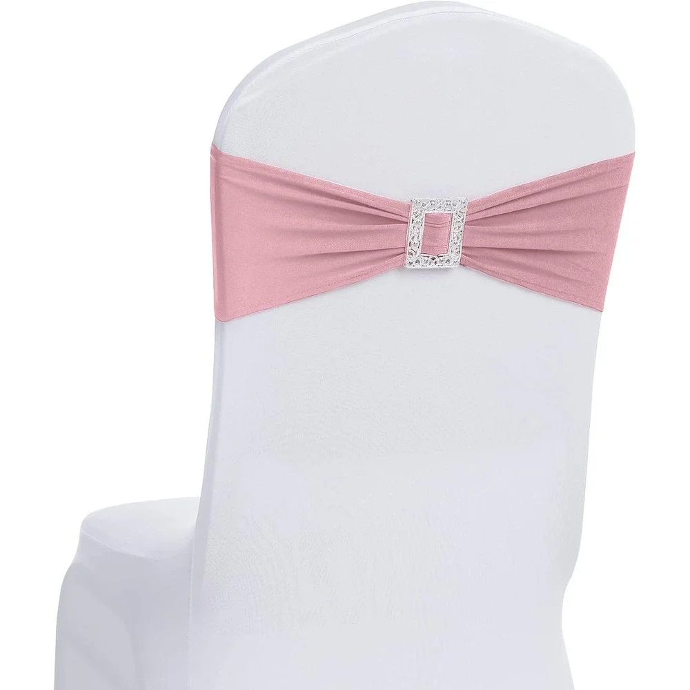 Lot of 60 Coral Pink Spandex Chair Sashes Stretch Chair Cover Band w/ Slider‎